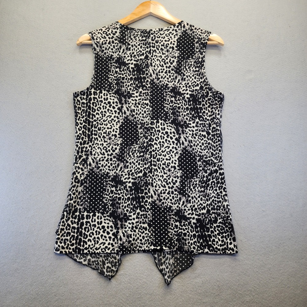 Adele & May Leopard Polka Dot Mixed Print Sleeveless Top Small Black White - Picture 8 of 11